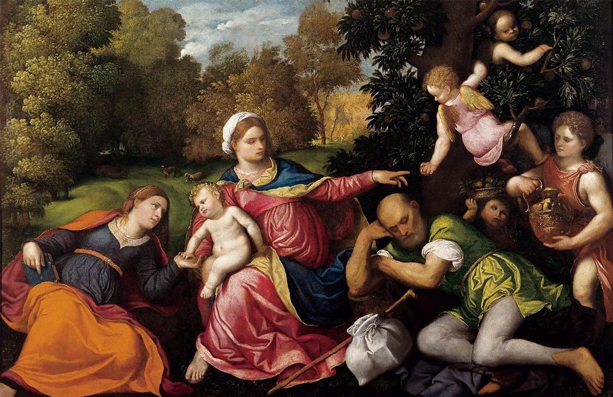 Riposo durante la fuga in Egitto con Santa Caterina e angeli - Galleria Franchetti, Ca' d'Oro, Venezia